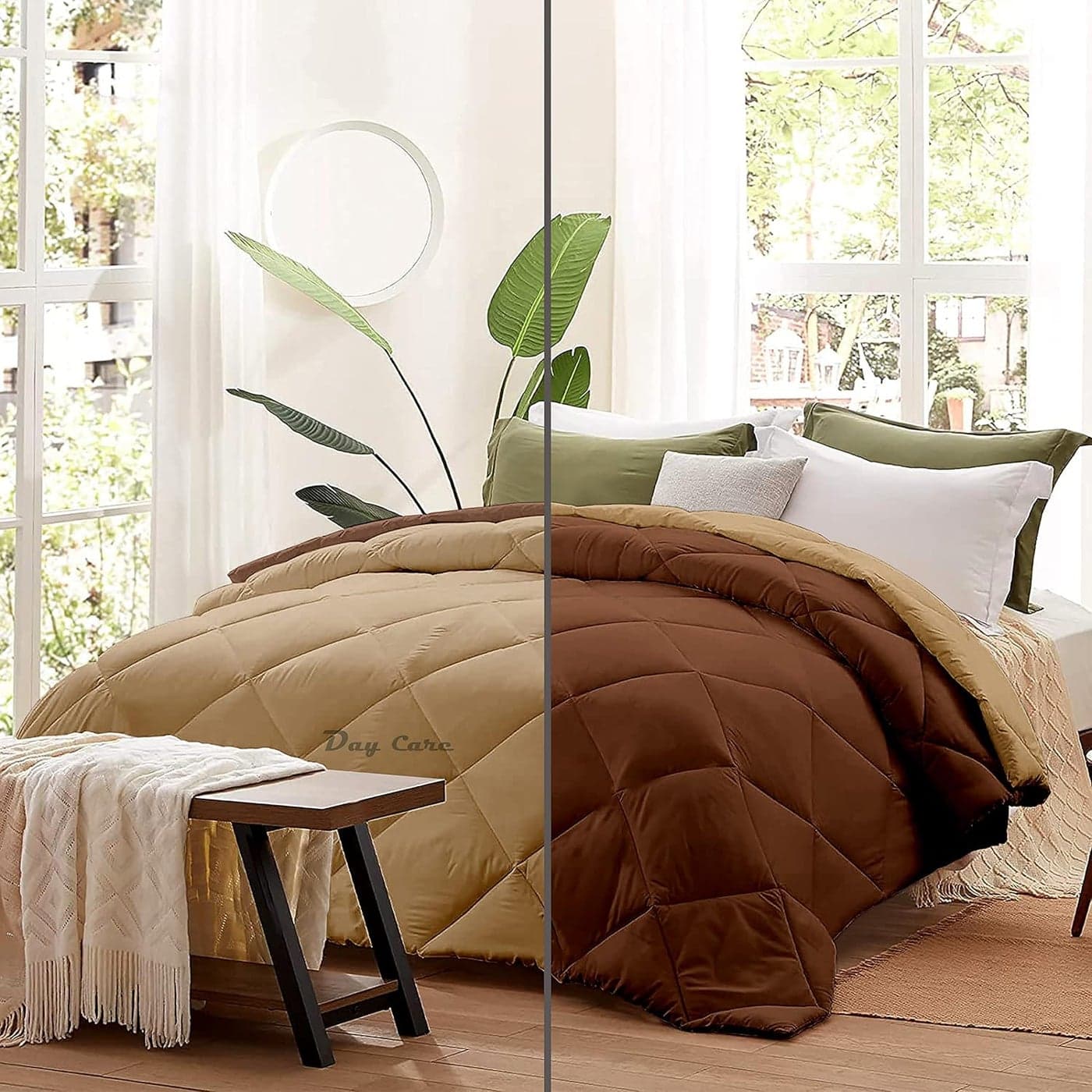 Day Care 500 GSM Microfiber Heavy Winter Comforter for Double Bed Ultra Soft Dual Colour Winter Blanket 90 x 100 Inches228cm x 254cm Comforter Double BedBeigeChocolate Brown