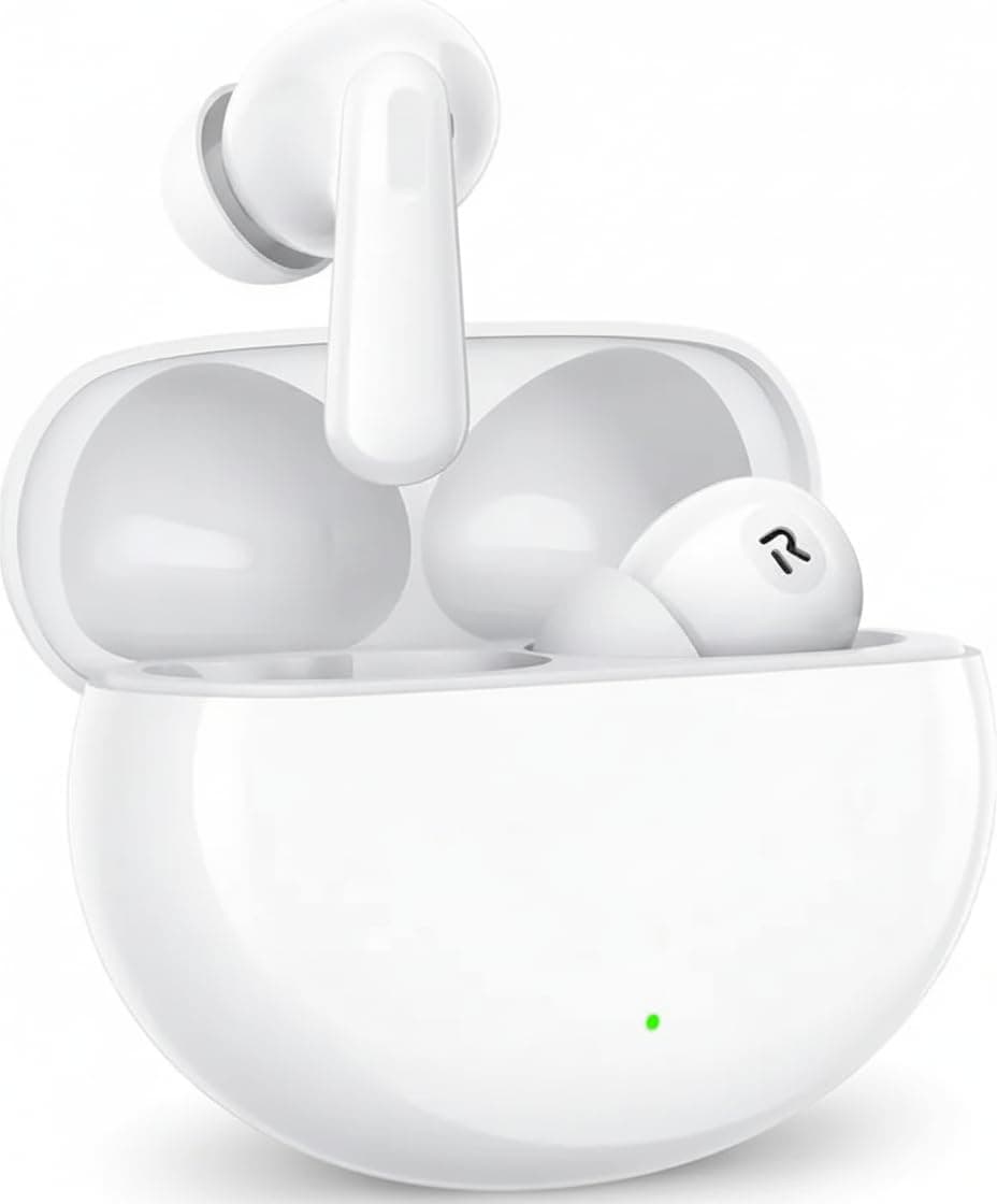 VEHOP NORD Buds 3 Truly Wireless in Ear Earbuds with 50H Playtime, AI-ENC Mic, 45ms Low Latency Gaming, 13mm Bass Drivers, Type-C Fast Charging, Made in India, Touch Controls, IPX5 Ear Buds (White)