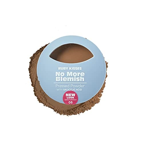 Ruby Kisses No More Blemish Face Powder with Salicylic Acid Korean Makeup Matte Finish Full Coverage Pressed Powder Chestnut
