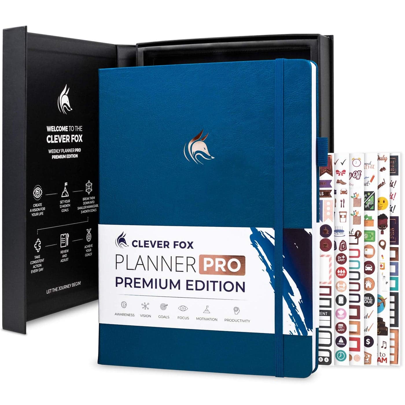 Clever Fox Planner Pro Premium Luxurious Weekly Monthly Planner with Budget Organizer for Productivity Goals Undated A4 Mystic Blue