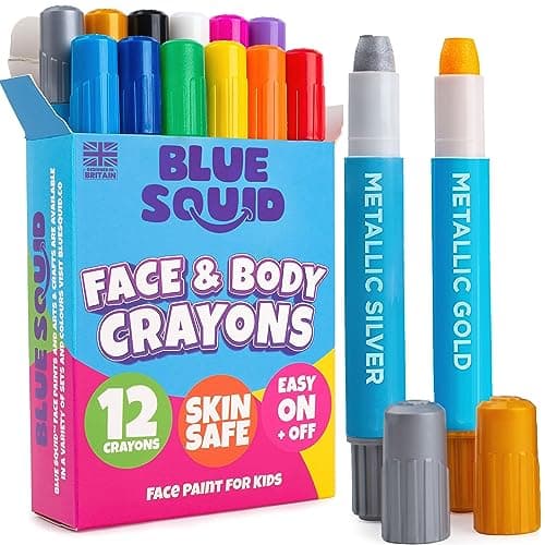 Blue Squid Face Paint Crayons 12 Vibrant Colors Twistable Washable Face Paint Sticks Face Painting Kit for Kids Party Halloween Belly Painting Kit Pregnancy Makeup Body Paints for Adults