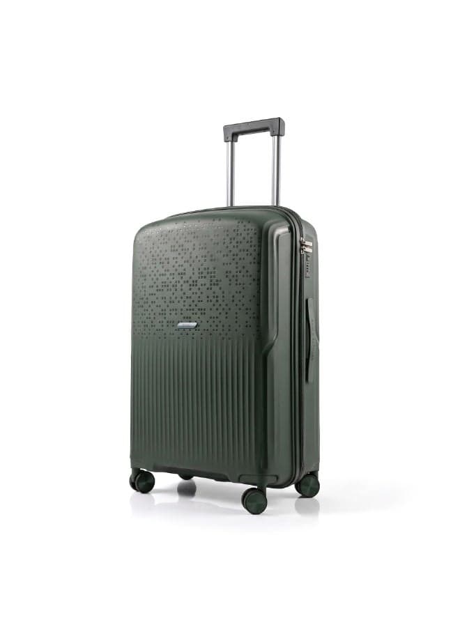 Eagle Express Neon X 24 Inch Medium Luggage Deep Green, PP Hard Shell Check-In Trolley Suitcase with Lightweight Design, Scratch Resistant Travel Bag, Silent Spinner Wheels, Secure Lock System and 2 Year Warranty
