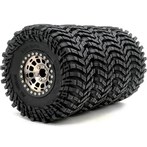 HOBBYSOUL 10mm Negative Offset 22 Beadlock Wheels and Tires 50 Tall tyre 40mm Wide Rims for RC Mud Crawler All Terrain TRX4 Gen8 Capra Wraith UpgradesHS701094