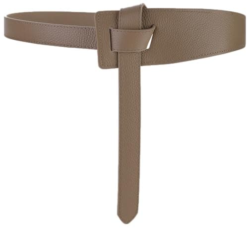 ALAIX Women's Leather Belt Dress Belt for Jeans Jumpsuit Coat Fashion Tie a Knot Genuine Leather Waist Belt Beige