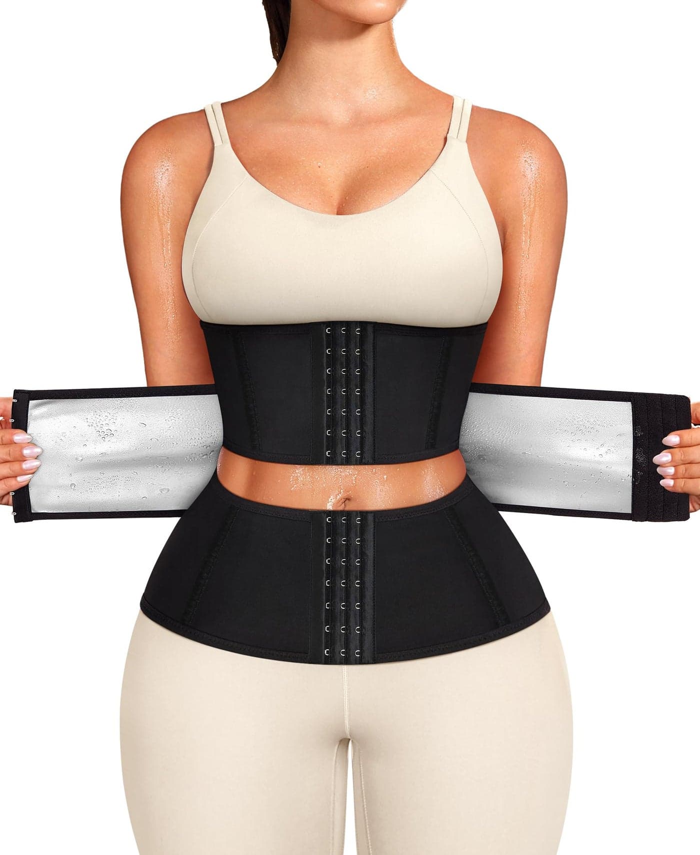 Junlan Sweat Waist Trainer for Women Sauna Waist Trainer for Working Out(Black,2X-Large)