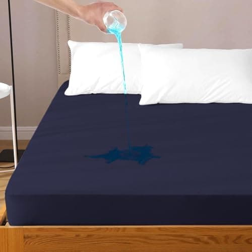 Daksh 100% Waterproof Mattress Protector California King, Ultra Soft Cotton Feel Terry Mattress Cover, Breathable & Hypoallergenic Fitted Bed Protector - 84"x78", 7x6.5 Feet, California King, Blue