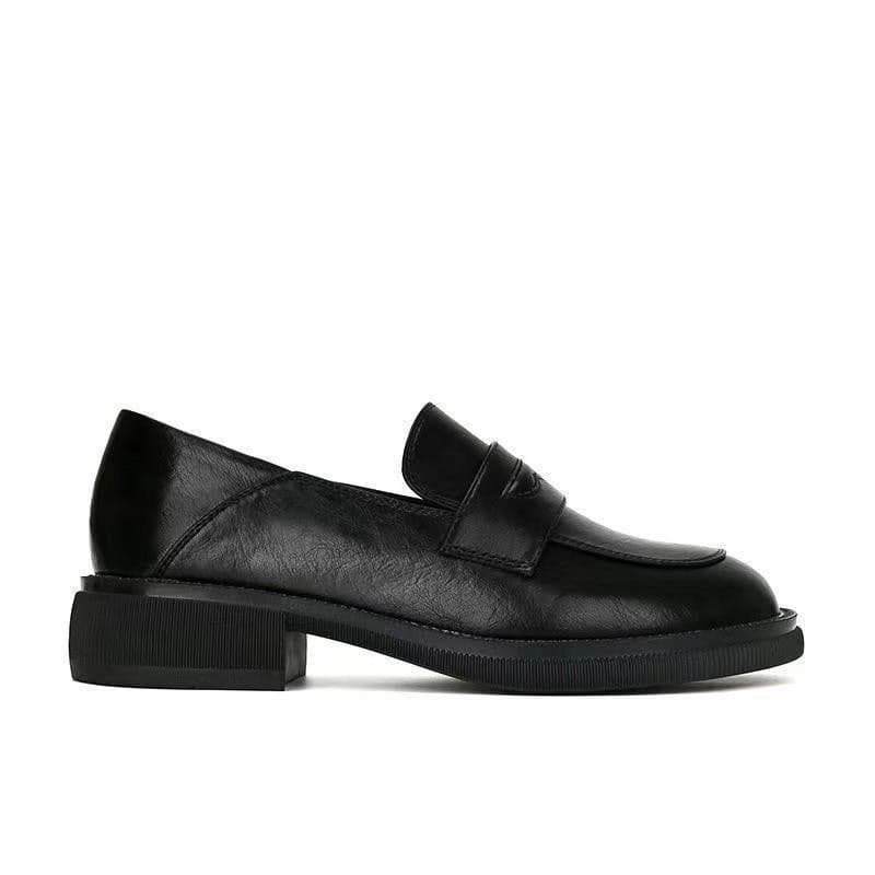 Genuine Leather Thick-Soled Loafers British Style Cowhide Small Leather Shoes For Women 2025 Winter Fleece-Lined Retro Versatile Slip-Ons