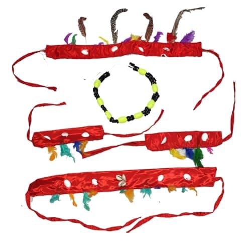Kaku Fancy Dresses Tribal Accessories Set for Kids – Traditional Headband, Necklace & Armband Combo for Fancy Dress
