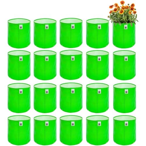 Anandi Green's HDPE Uv Protected 260 GSM Round Green Colour Plants Grow Bags Suitable for Terrace and Vegetable Gardening 6x6 Inch Pack of 20