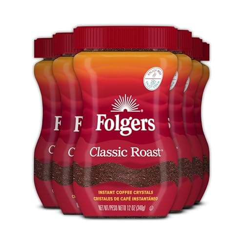 Folgers Classic Roast Instant Coffee 12 Oz Jar Pack of 6