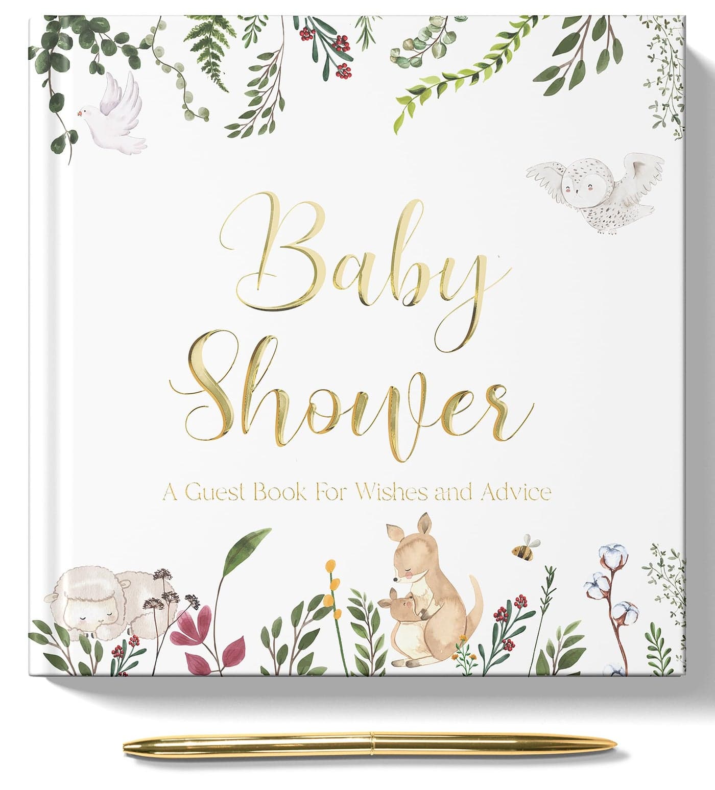 Lemon Sherbet Baby Shower Guest Book - Baby Shower Sign in Guest Book - Gender Neutral - Includes Gold Pen and Please Sign Table Card