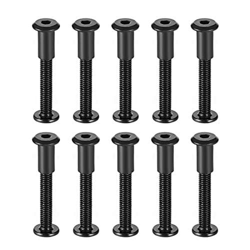 uxcell Screw Post Fit for 5/16"(8mm) Hole Dia, Male M6x50mm Binding Bolts Leather Fastener Carbon Steel Black 10 Sets