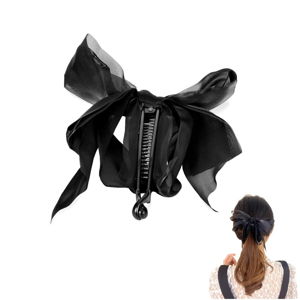 Black Hair Bows Clips for Women Bowknot Banana Jaw Claw Clips for Ponytail Holders and Thick Thin Fine Hair Birthday Christmas Gifts