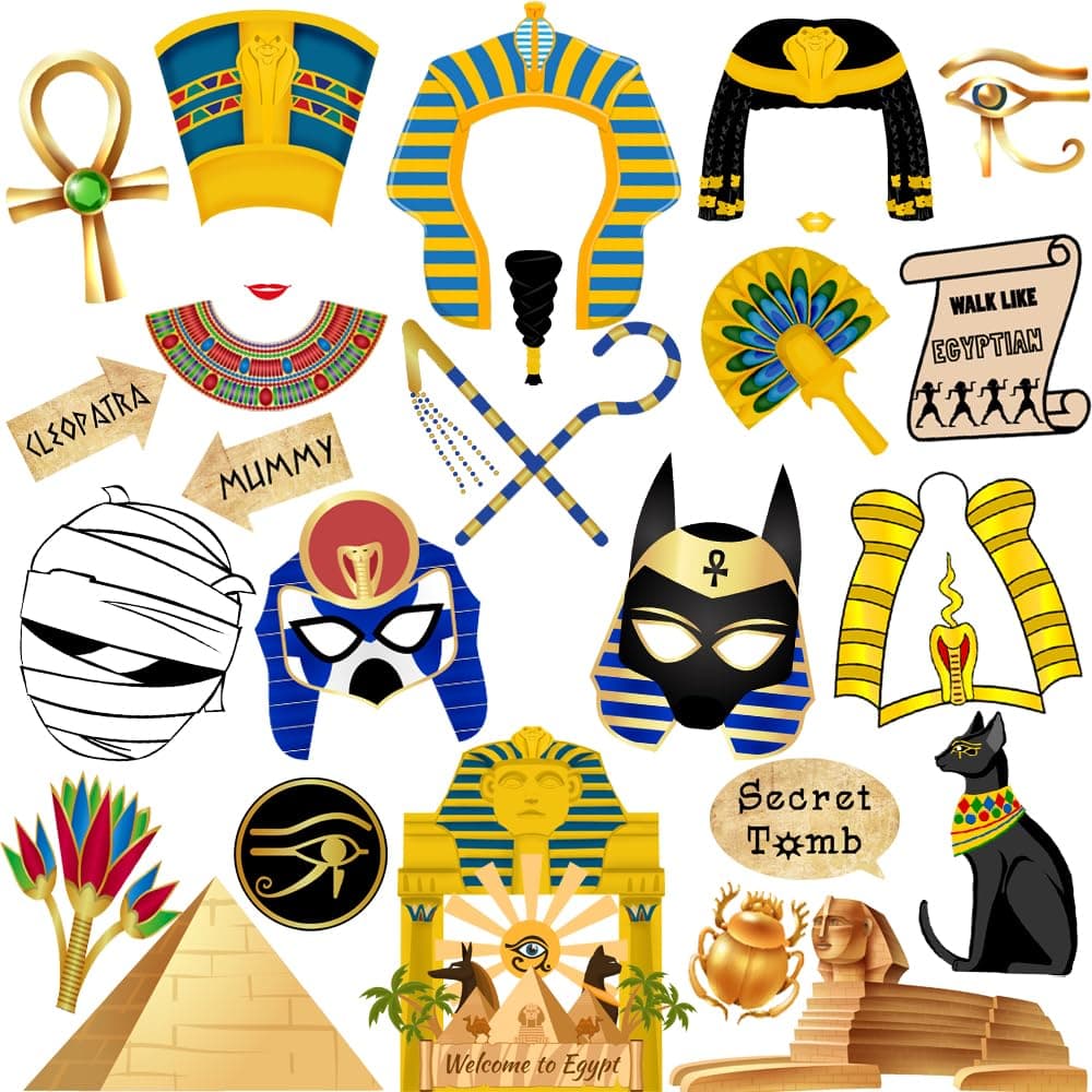Ancient Egyptian Photo Booth Props 28pcs Ancient Egypt Photo Booth Props Htabiol Ancient Egyptian Party Decorations Egyptian Decor Fit for Ancient Egypt Party Decor Egypt Birthday Party Decor