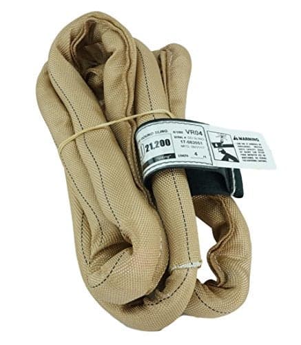 USA Made VR4 X 4' Tan Slings 4'-30' Lengths in Listing, Double PLY Cover Endless Round Poly Lifting Slings, 10,600 lbs Vertical, 8,500 lbs Choker, 21,200 lbs Basket (USA Poly) (4 FT)