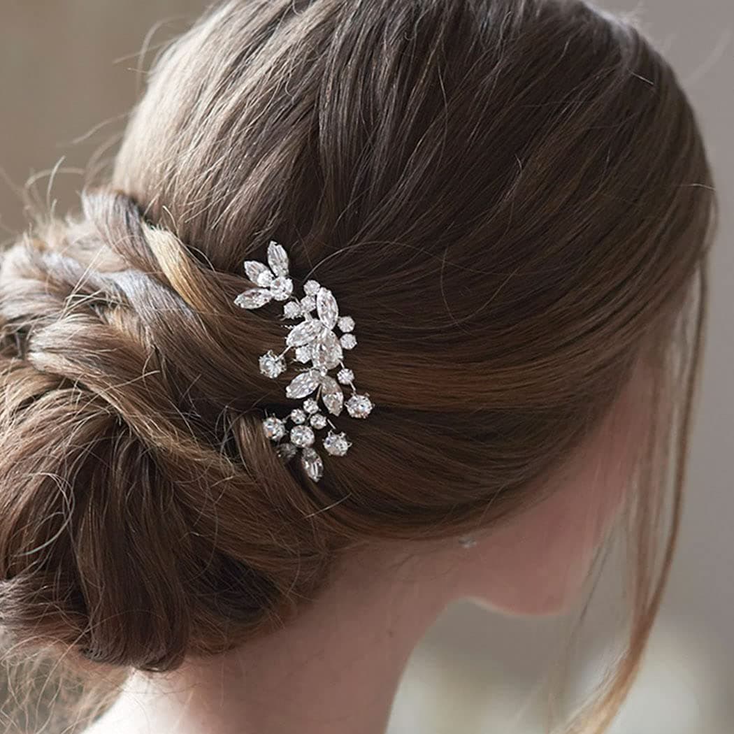 JAKAWIN Bride Wedding Hair Comb Crystal Hair Piece Rhinestone Bridal Hair Accessories for Women HC042 (Silver)