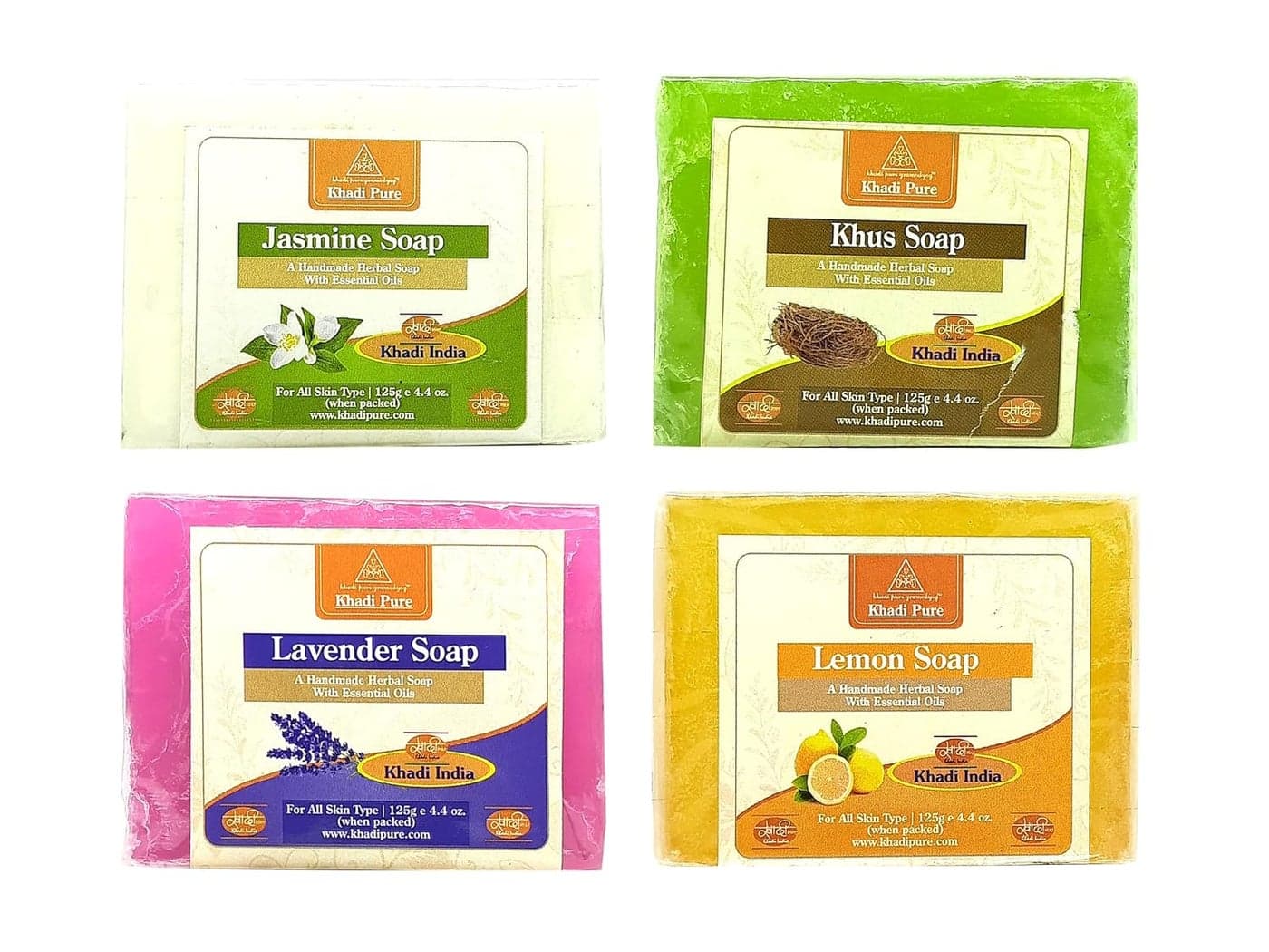 Khadi Pure Jasmine Khus Lavender Lemon Soap 125 G Pack of 4