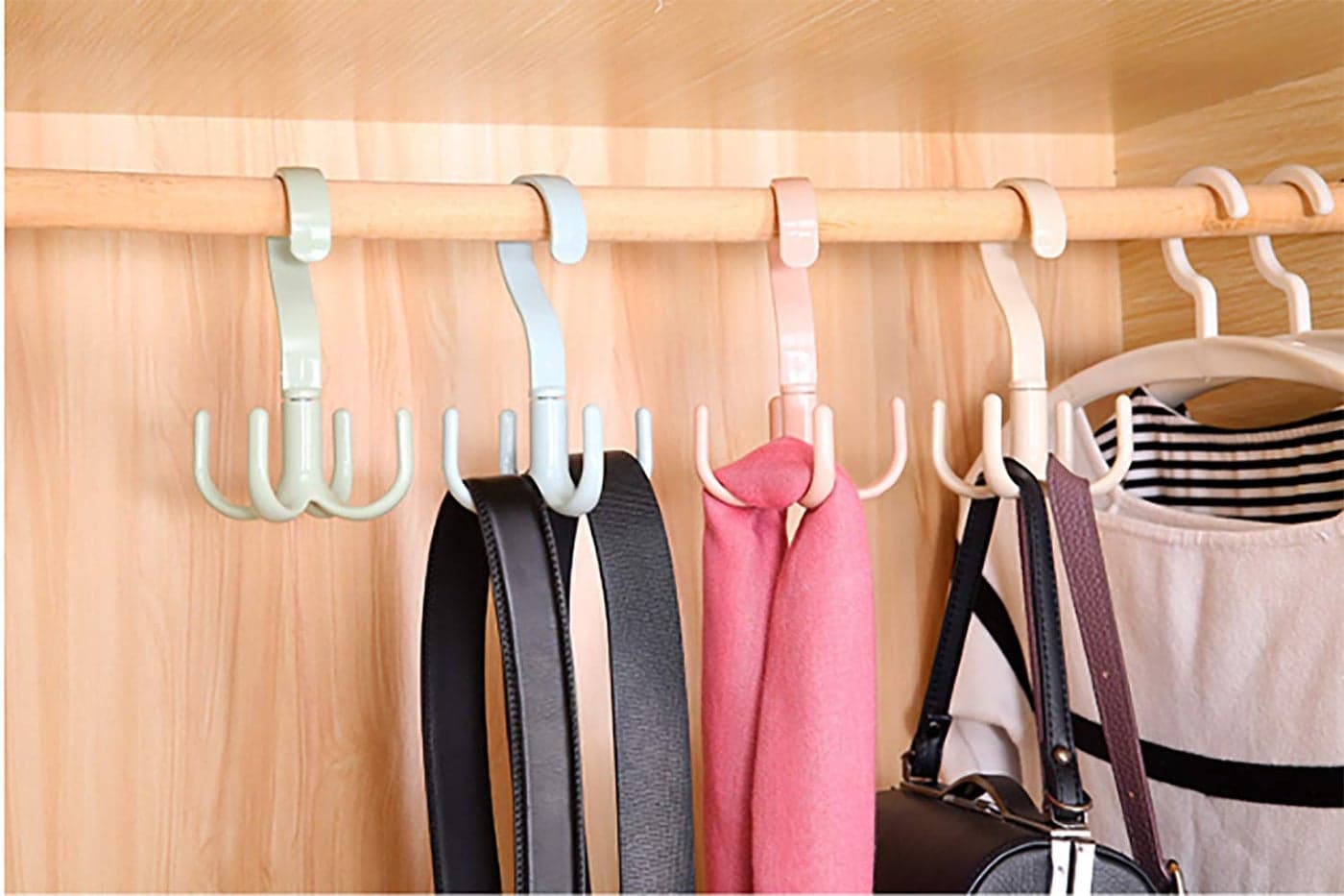 MosQuick®- Set of 2,360 degree rotating multipurpose hanging hooks for bags belts scarves ties -mixed color(2 pcs)