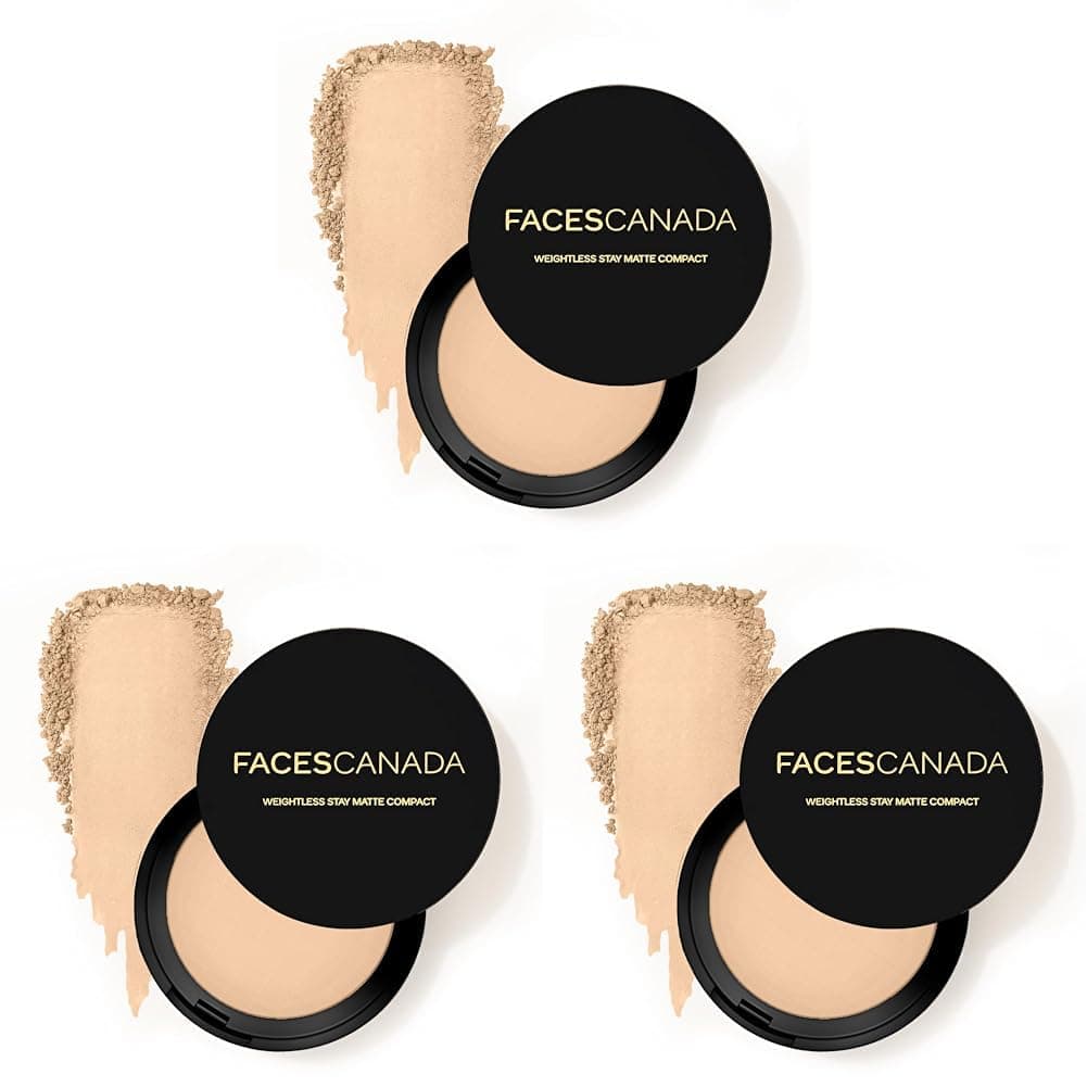 FACESCANADA Weightless Stay Matte Finish Compact Powder Natural9 GNon Oily Matte LookEvens Out ComplexionHides ImperfectionsBlends EffortlesslyPressed Powder For All Skin Types9 gram Beige