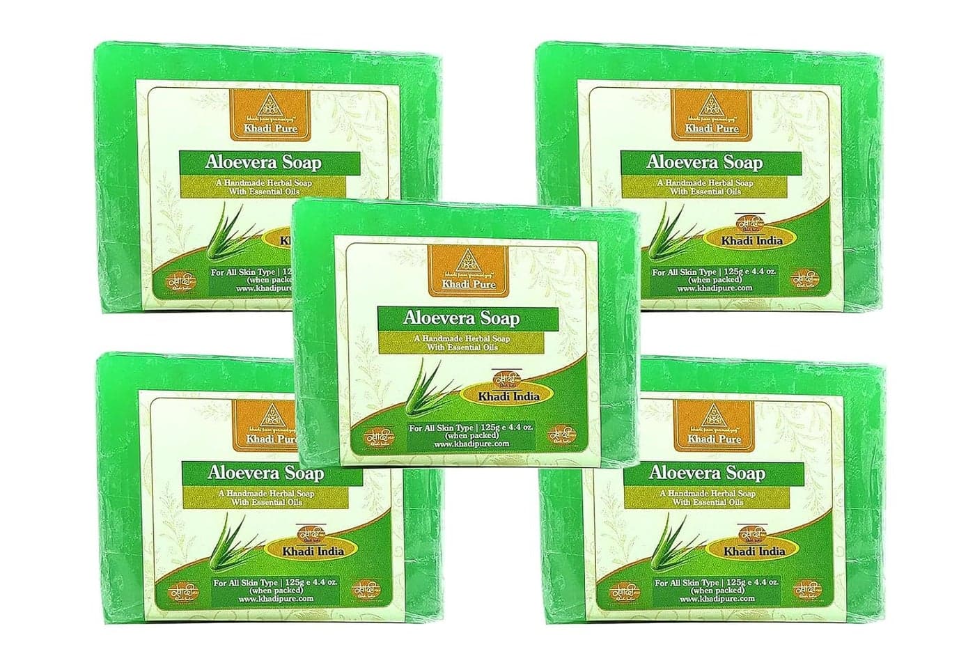 Khadi Pure Herbal Aloevera Soap 125g Pack of 5 625g