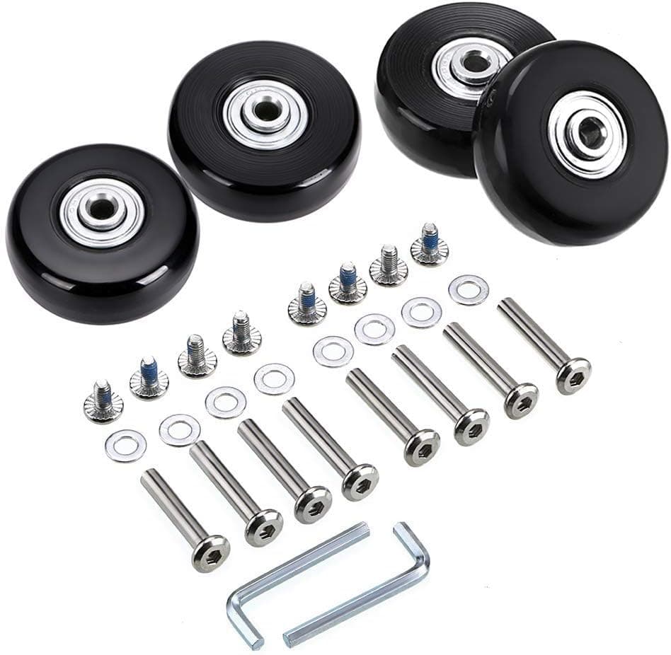 OwnMy 45 x 18mm Luggage Suitcase Replacement Wheels - Set of 4 Rubber Swivel Caster Wheels