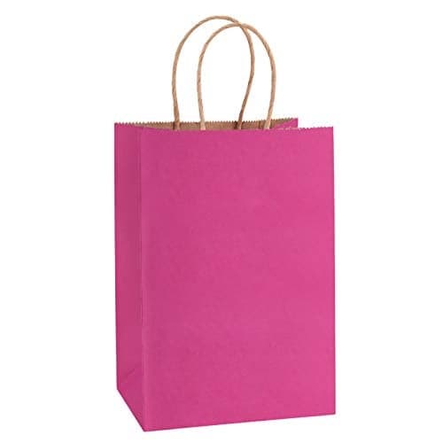 BagDream Kraft Paper Bags 100Pcs 525x3x8 Inches Small Paper Gift Bags with Handles Bulk for Shopping Retail Business Party Favor Pink Gift Sacks