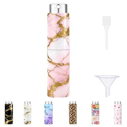Syyflibb 5ml Perfume Atomiser Refillable Bottles Portable Mini Spray Travel Bottle Easy to Refill Empty Atomizer Bottle for Purse Handbag Pocket LuggageBright Color Pink gold marble 1