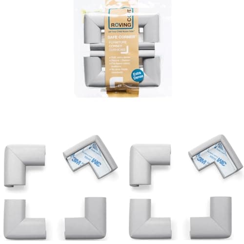 Roving Cove HeftyFit Corner Protector for Baby 8 Large Corners HeavyDuty Soft Rubber Foam Furniture Corner Bumper Guards 3M Adhesive PreTaped Stone Grey