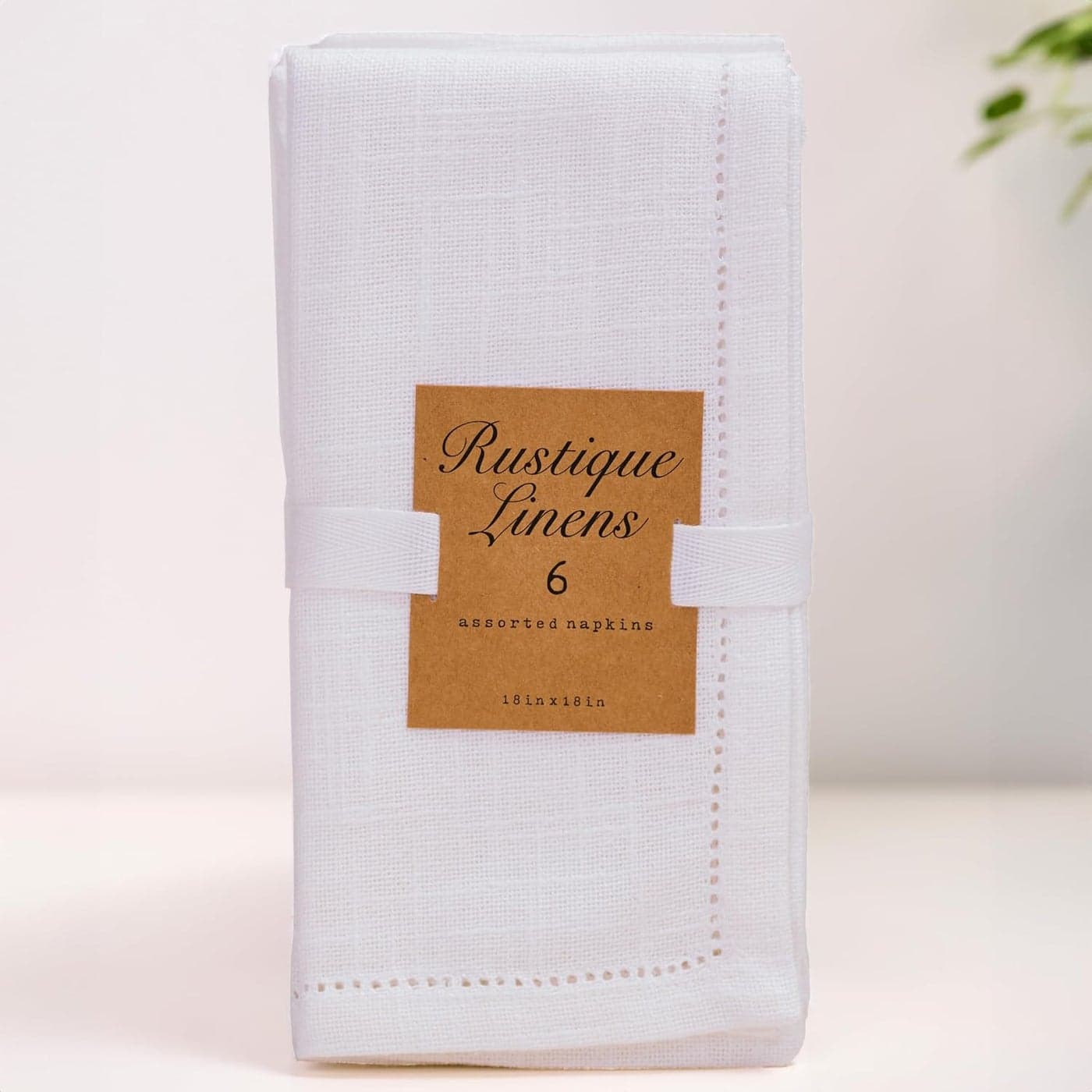Rustique Linens 100 Cotton Napkins Hem Stitched Edge Absorbent Durable Vibrant Colors Perfect for Dining Special Occasions Set of 6 Snow White 4 Colors