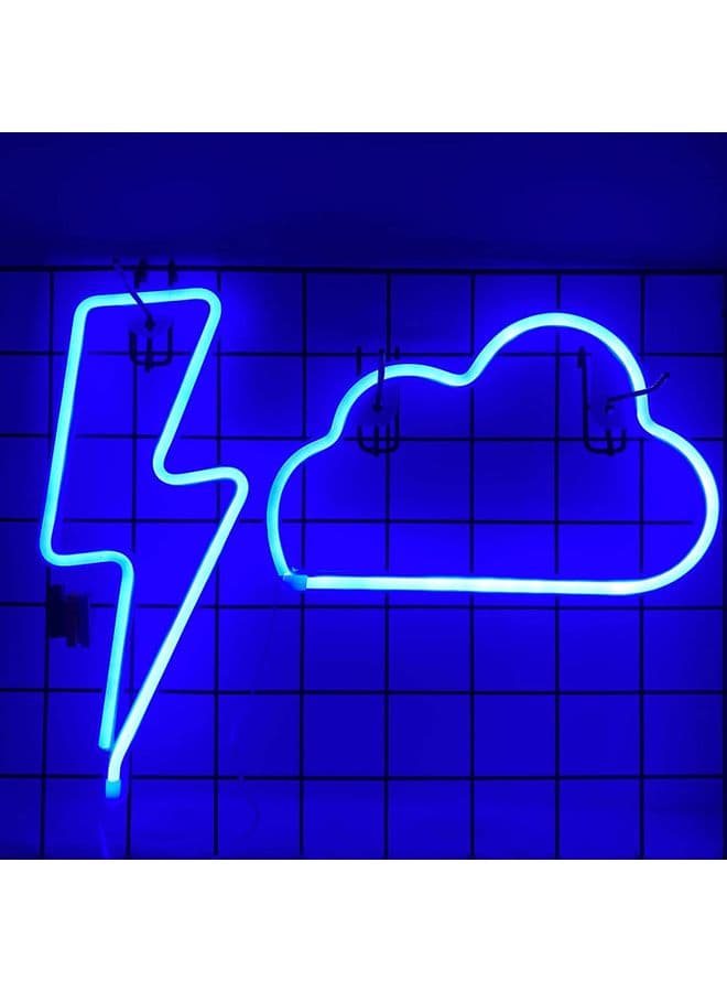 2-Piece Cloud Sign LED Neon Lights Blue