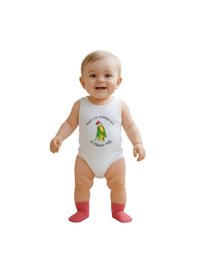 Christmas Baby Romper Sleeveless–Holiday Bodysuit With Festive Design–Perfect For Baby’s First Outfit–Bodysuit For Boys And Girls