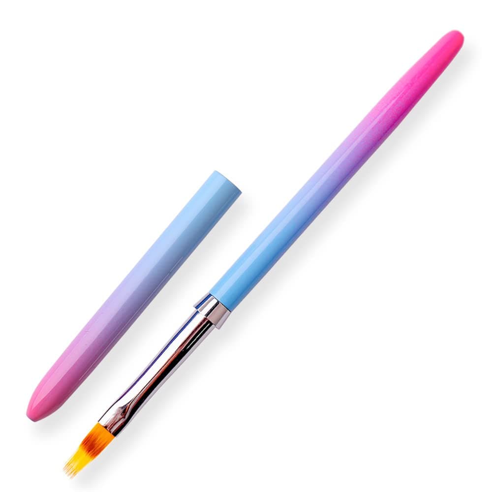 SILPECWEE 1Pc Acrylic Nail Ombre Brush Kolinsky Gradient Design Handle UV Gel Polish Nail Art Painting Lace Pen Manicure Salon Tools