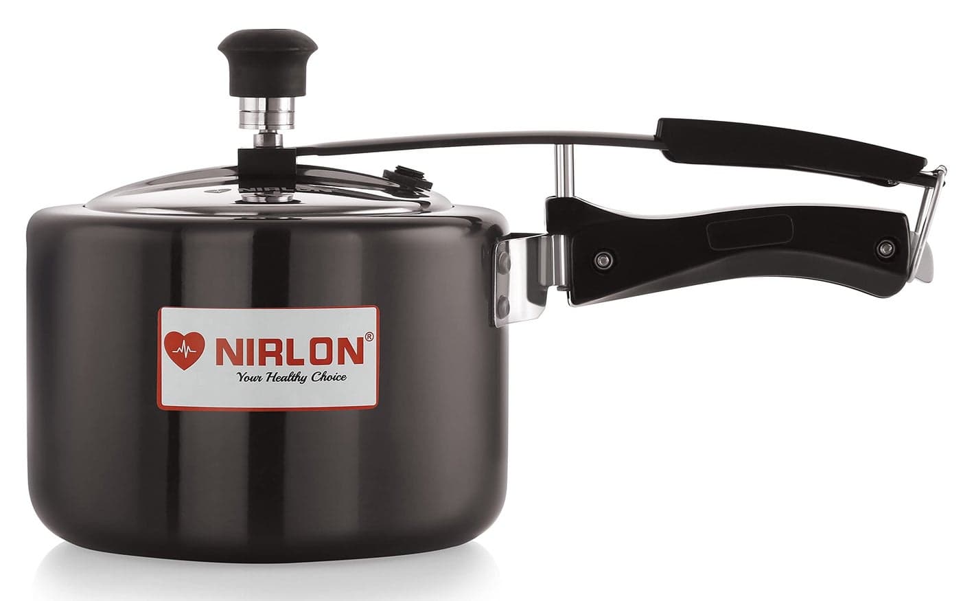 NIRLON Induction and Gas Compatible Hard Anodised Inner Lid Aluminium Pressure Cooker, 2 Litre, Black