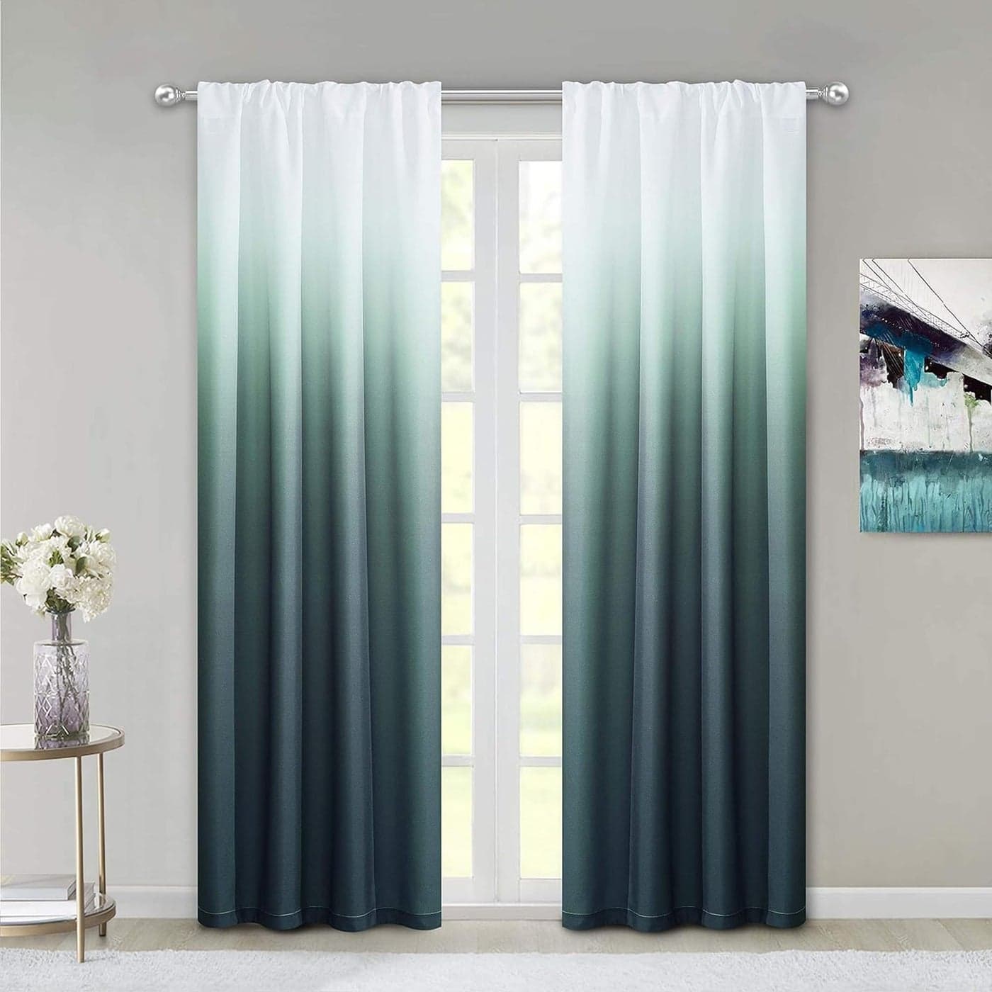 Dainty Home Ombre Darkening Curtains Curtains for Living Room and Bedroom Blue 40W x 84L Set of 2 Machine Washable Light Filtering Curtain