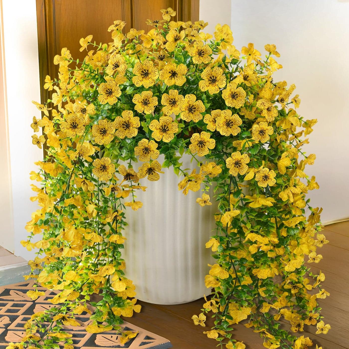 ZFProcess Artificial Hanging Flowers Plants for Outdoor Fall Decoration 2PCS Faux Silk Daisy UV Resistant Look Real for Outside Home Indoor Planter Porch Garden Yard Autumn DecorYellow