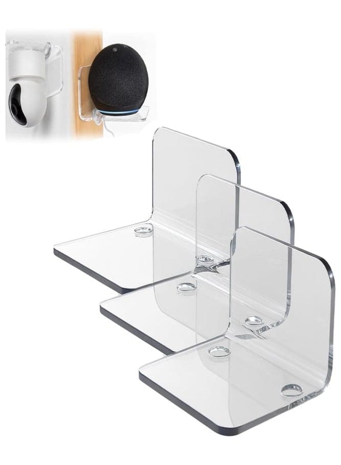 3PCS Acrylic Mini Wall Shelves – No Drill Adhesive Mount for Security Cameras, Webcam & Baby Monitor