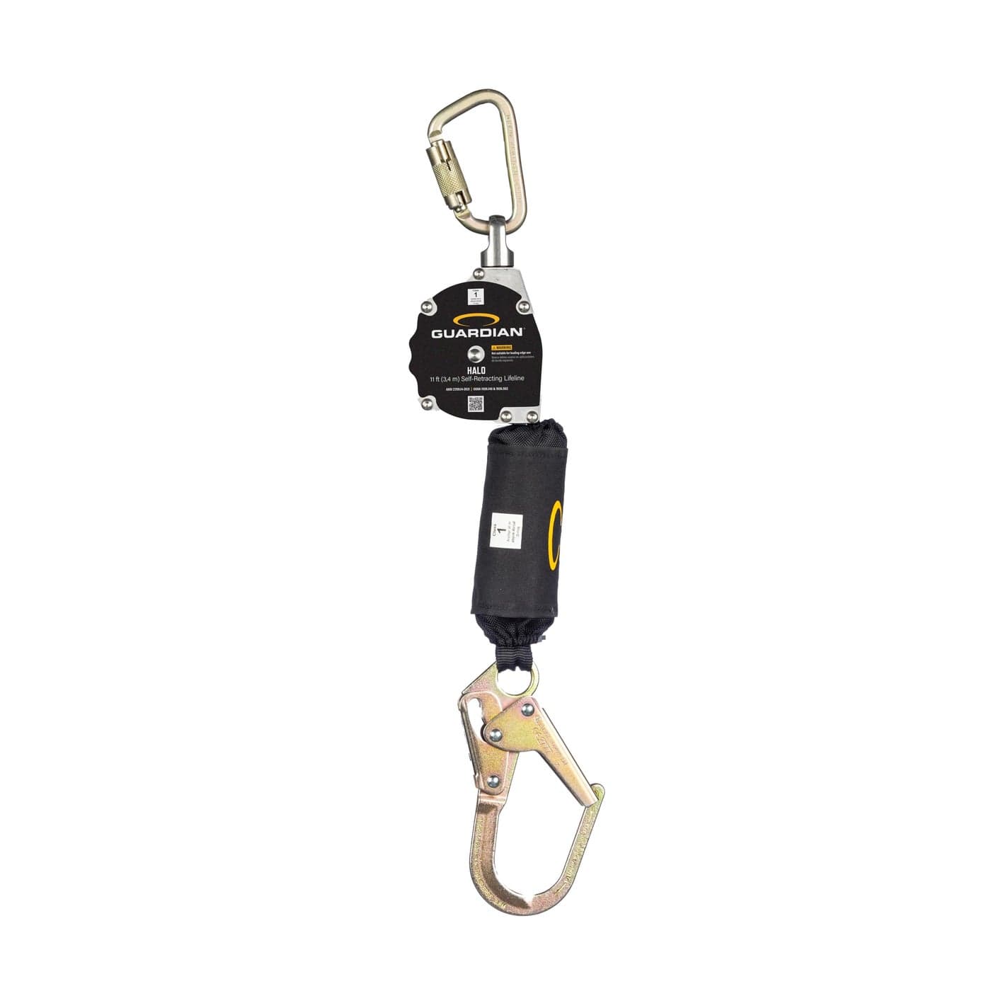 Guardian 10901 Halo Web Self Retracting Lifeline SRL 11 ft Includes Carabiner Swivel Top Steel Rebar Hook ANSI and OSHA Compliant