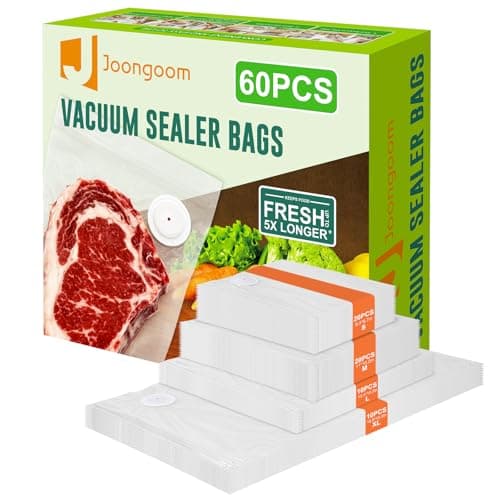 60PCS Vacuum Sealing Bags, Reusable Vacuum Sealer Bags for Food, BPA-Free Vacuum Zipper Bags, Sous Vide Bags for Food Storage (S, M, L, XL)