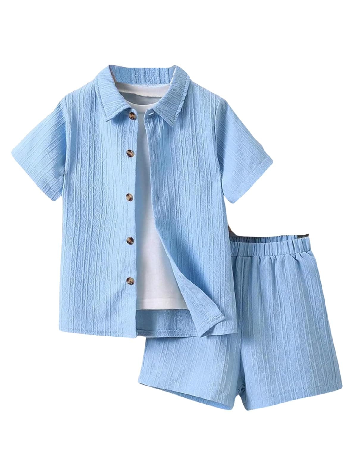 URBAN OX Half Sleeve Shirt and Shorts Boys Clothing Set | Blue Shirt and Half Pant | Co Ord Set for Boys | 2Pcs Baby | Comfortable & Stylish Kids Dress