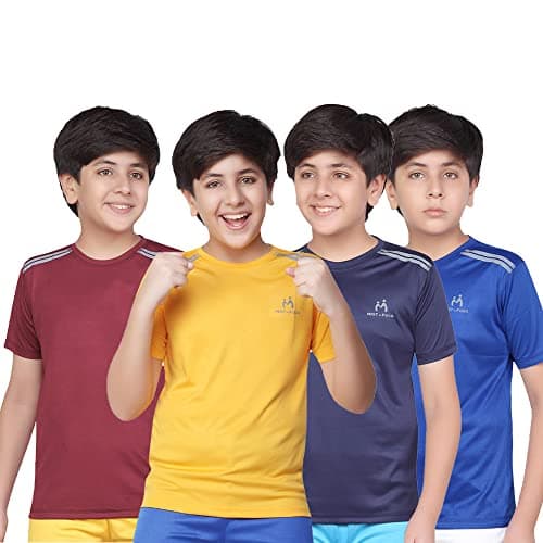 MIST N FOGG Boys Polyester Sports T Shirt (Pack of 4) (in, Age, 12 Years, 13 Years, Regular, Muti-2)