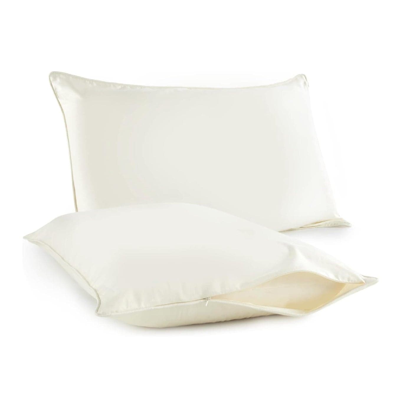 Organic Cotton Pillow Protector King Size 100 Cotton GOTS Certified Pillow Case Protector with Zipper Hypoallergenic Machine Washable Edge Piping Breathable Cover 2 Pack Ivory King
