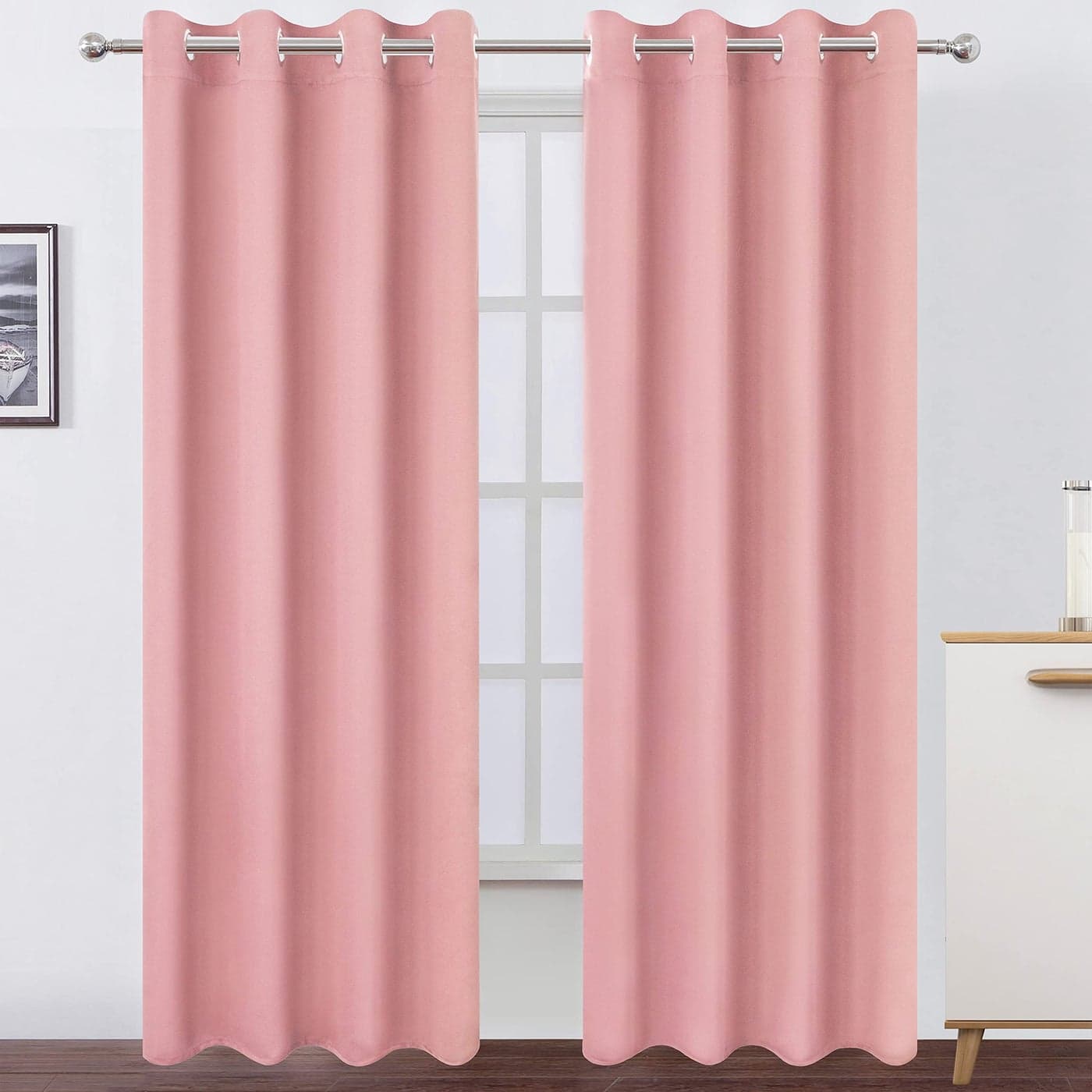 LEMOMO Pink Thermal Blackout Curtains52 x 108 InchSet of 2 Panels Room Darkening Curtains for Bedroom