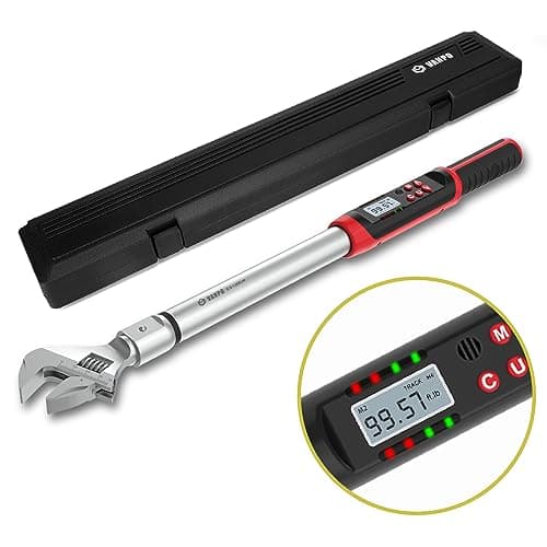 VANPO Hvac Torque Wrench 5-99.6 ft.lb/6.8-135 N.m, 14×18 mm Open End, 38 mm Adjustable Jaw, Accuracy ±2%, LED and Buzzer Notification, Adjustable Torque Wrench for Mini Split AC, Pipeline
