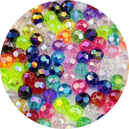 Pinhoollgo 1000pcs 6mm Acrylic Faceted Round Beads AB Colors Glossy Acrylic Beads Round Spacer Beads with Hole for DIY Bracelet Necklace Jewelry Making Supplies Handmade CraftMix Colors