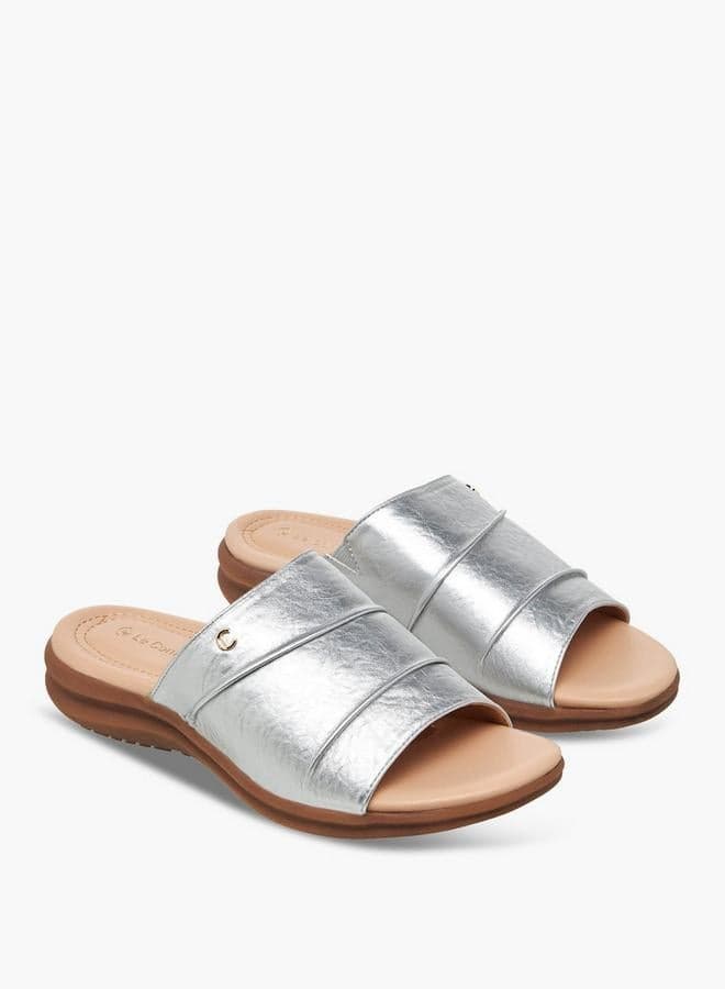 Women Metallic Slide Sandals
