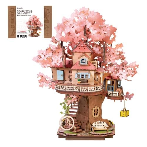 Rolife 3D Puzzles for Adults Cherry Blossom Bonsai Tree Plants Japanese Sakura Tree House Flowers Building Set for Adults for Table Toys Home Decor Creative Birthday Gift for GirlsBoys 535 PCS