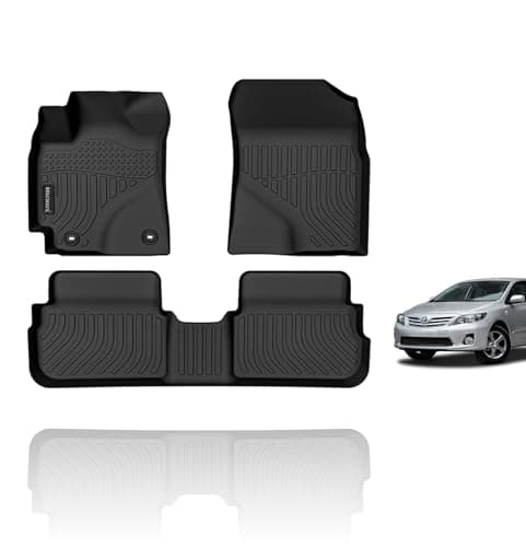 KELCSEECS Floor Mats Custom for 2009 2010 2011 2012 2013 Corolla Sedan/Matrix Car Mats All-Weather Floor Liners Front and Rear Row Corolla/Matrix Floor Mats Accessories Black