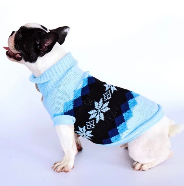 KUTKUT Dog Sweater,Turtleneck Knitwear Small Dog Sweater, Soft Comfortable Knitwear Pullover for Shihtzu, Maltese Pekingese etc, Argyle Style Weaved Pet Sweater Winter Dog Clothes (XL, Chest: 45cm)