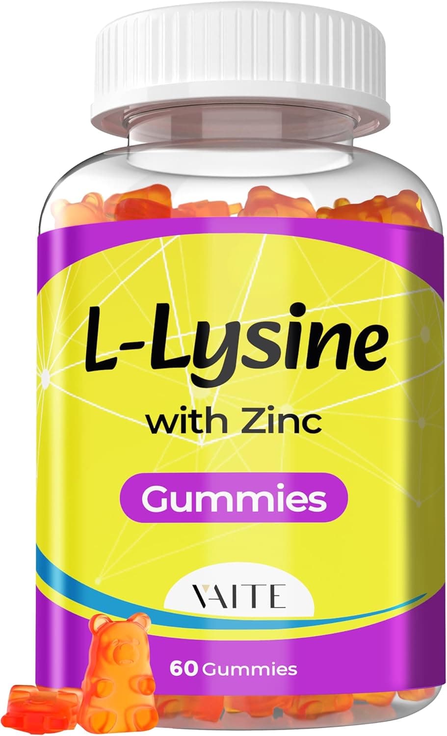 L Lysine Gummies 1000mg with Zinc Supports Skin Lip Vegan Gluten Free 60 Chewable LLysine for Adults Vitamins Tissue Health Immune System Amino Acid Complex Supplements NonGMO