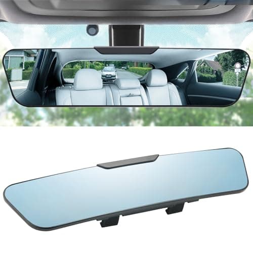 LivTee Anti Glare Rear View Mirror 12.4''(312mm), Wide Angle Panoramic Convex Curve Rearview Mirror Clip on Original Mirror to Eliminate Blind Spot and Antiglare for Cars SUV Trucks
